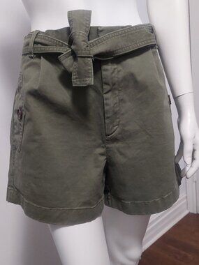 Banana Republic High Rise 3.5" cotton Double Waistband Shorts Olive Green Size 8